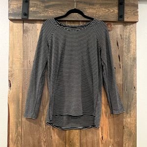 EUC Lululemon Emerald Long Sleeve Heathered Grey White Stripe Pima Cotton